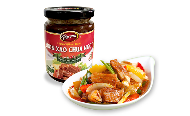 Xốt gia vị Hoàn chỉnh Barona Sườn xào Chua ngọt hủ 260g Thùng 24 hủ